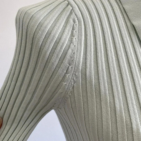 JONATHAN SIMKHAI Shirt‎ Womens Small Elsi Rib Polo Cardigan Pistachio Green Top - Picture 8 of 16